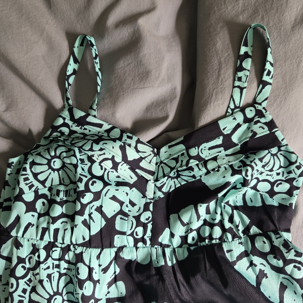 LOFT Green and Black One Piece Swimsuit with Botanical Design